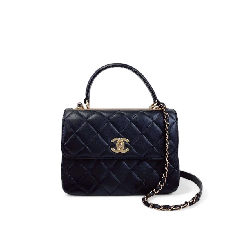 Chanel Quilted Leather Shoulder Bag for FashionistasChanel Trendy CC Small Black Lambskin Rose Gold Hardware